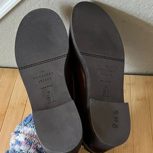 Sezane Caroline Brown leather Loafers - glossy chocolate - 39 - Picture 10 of 12